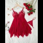 ⁦قميص نوم لانجري لون أحمر⁩ - الصورة ⁦2⁩