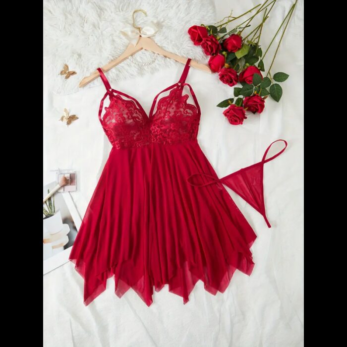 ⁦قميص نوم لانجري لون أحمر⁩ - الصورة ⁦2⁩