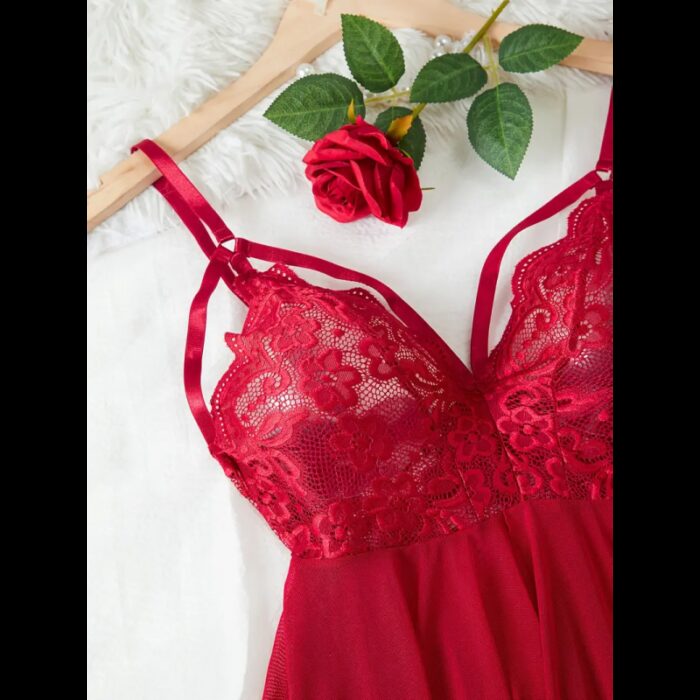 ⁦قميص نوم لانجري لون أحمر⁩ - الصورة ⁦4⁩