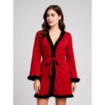 ⁦طقم لانجري قميص نوم مع روب لون أحمر⁩ - الصورة ⁦3⁩