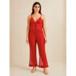 بجامة لانجري حفر لون أحمر