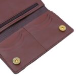 حقيبة نسائية جلد طبيعي لون بني مع تطريز