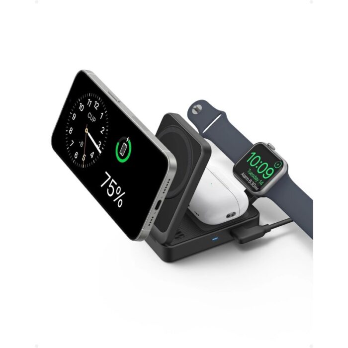 ⁦MagGo Wireless Charging Station (15W, Foldable 3-in-1) (BLACK)⁩ - الصورة ⁦3⁩