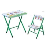 طاولة مع كرسي للأطفال حجم صغير – لون أخضر برسمة ضفدع