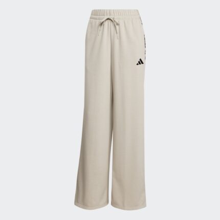 adidas Womens' Animal Print 3-Stripes Open Hem Pants - Beige
