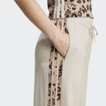 ⁦adidas Womens' Animal Print 3-Stripes Open Hem Pants - Beige⁩ - الصورة ⁦5⁩