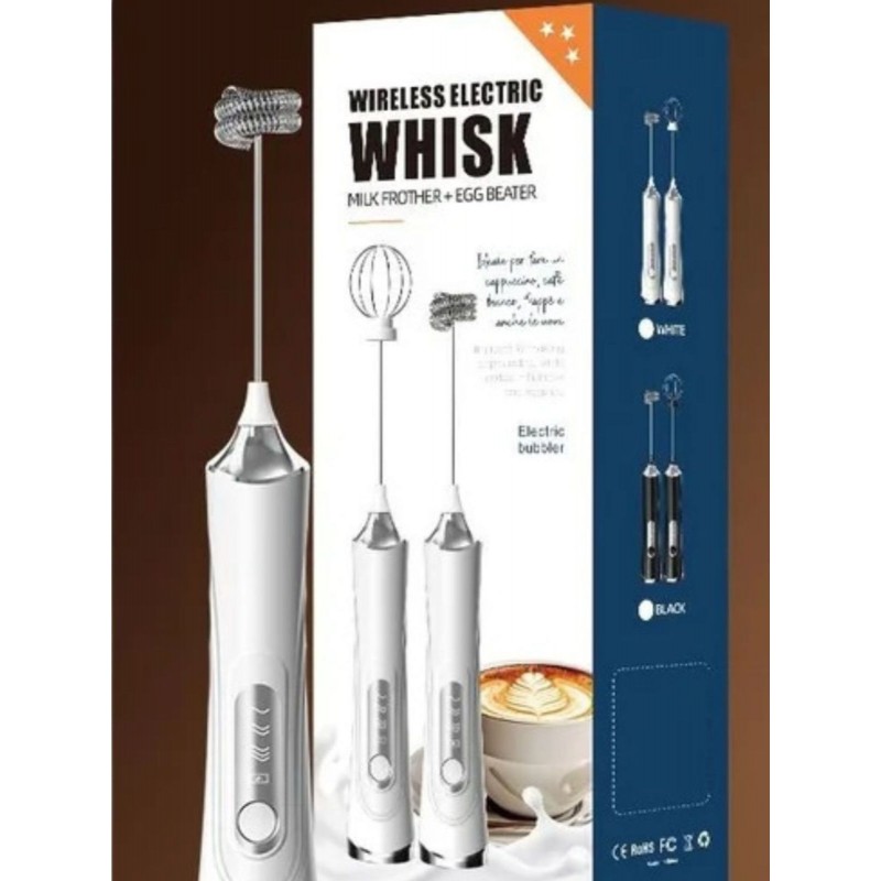 ⁦wireless electric whisk - خفاقة كهربائية لاسلكية 2 في 1 - 100 كيلو واط مع عمود خفق قابل للفصل لون أبيض⁩ - الصورة ⁦1⁩