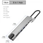 ⁦وصلة تحويلة موزع 1 الى 7 مخارج HDMI وشبكة RJ45 وللذواكر SD card وmicro SDو 2USB OTG و PD type-c×2 من مدخل type-c للهواتف او USB-C للكمبيوتر والتابليت⁩ - الصورة ⁦5⁩