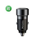 شاحن سيارة فائق السرعة 60 واط مدخل تايب سي ومدخل يو اس بي + سلك شحن سريع تايب سي - لايتينغ ماركة yesido العالمية y54