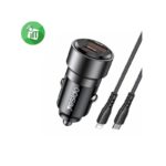 ⁦شاحن سيارة فائق السرعة 60 واط مدخل تايب سي ومدخل يو اس بي + سلك شحن سريع تايب سي - لايتينغ ماركة yesido العالمية y54⁩ - الصورة ⁦2⁩