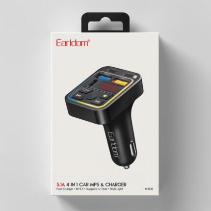 قطعة ام بي ثري وشاحن سريع مضيئة داخل السيارة جودة ممتازة earldom 4in1 car mp3+charger m108