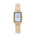 ساعة نسائية مستطيلة مع زركون اللون ذهبي من ماركة FJ مع كفالة سنتين ضد تغير اللون