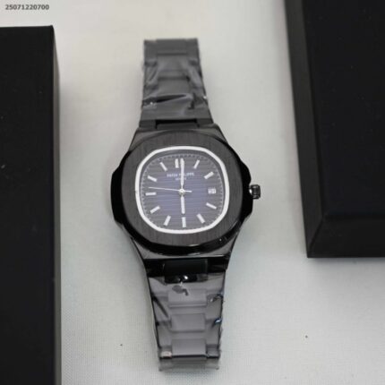 ساعة مربعة رجالي مع حزام معدني اللون اسود من ماركة FJ مع كفالة سنتين ضد تغير اللون