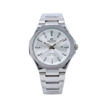 ساعة شبابي أنيقة و مميزة مع ذراع معدن اللون فضي و ابيض من ماركة FJ مع كفالة سنتين ضد تغير اللون