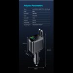 شاحن سيارة مع كوابل ايفون و type-c زمبرك وشاشة فحص البطارية