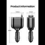 ⁦شاحن سيارة مع كوابل ايفون و type-c زمبرك وشاشة فحص البطارية⁩ - الصورة ⁦3⁩