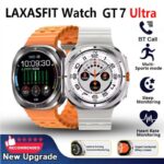 ساعة ذكية شاشة دائرية لمس كامل 1.5 بوصة موديل GT7 Ultra حزام سيليكون لون أبيض