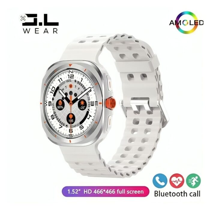 ⁦ساعة ذكية شاشة دائرية لمس كامل 1.5 بوصة موديل GT7 Ultra حزام سيليكون لون أبيض⁩ - الصورة ⁦2⁩