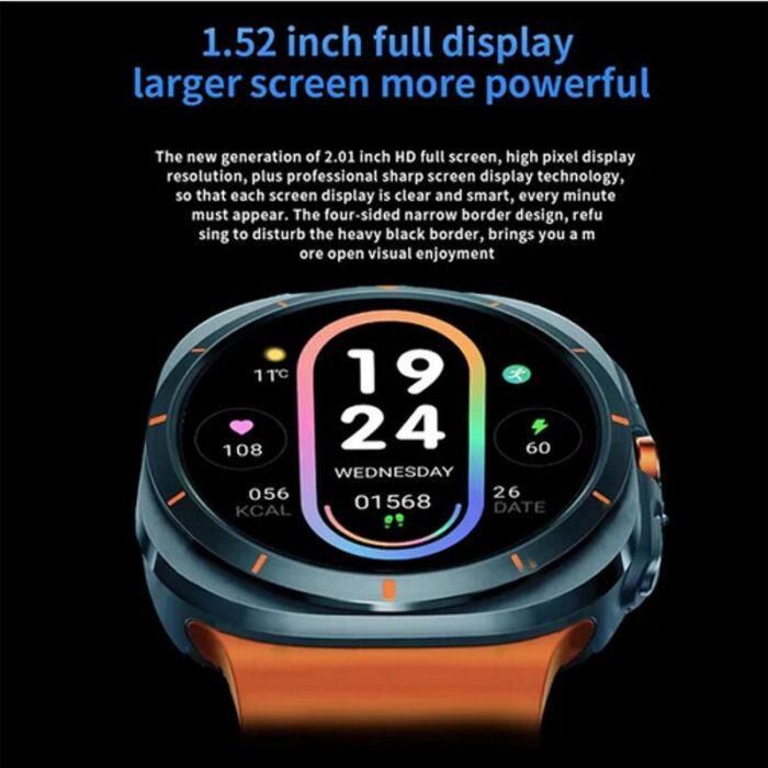 ⁦ساعة ذكية شاشة دائرية لمس كامل 1.5 بوصة موديل GT7 Ultra حزام سيليكون لون أبيض⁩ - الصورة ⁦3⁩