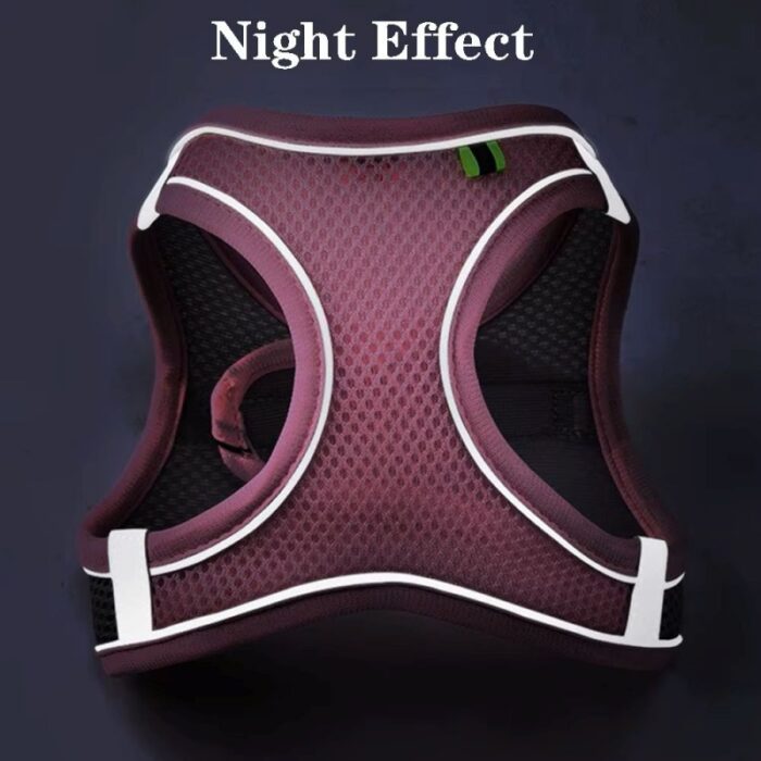 ⁦حزام للقطط والكلاب الأليفة قابل للتعديل مصنوع من قماش ناعم مريح مزود بشرائط عاكسة للاستخدام الآمن والمريح في الخارج مقاس Medium⁩ - الصورة ⁦6⁩