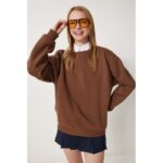 ⁦هودي سويت شيرت شتوي باللون البني Happiness İstanbul⁩ - الصورة ⁦4⁩