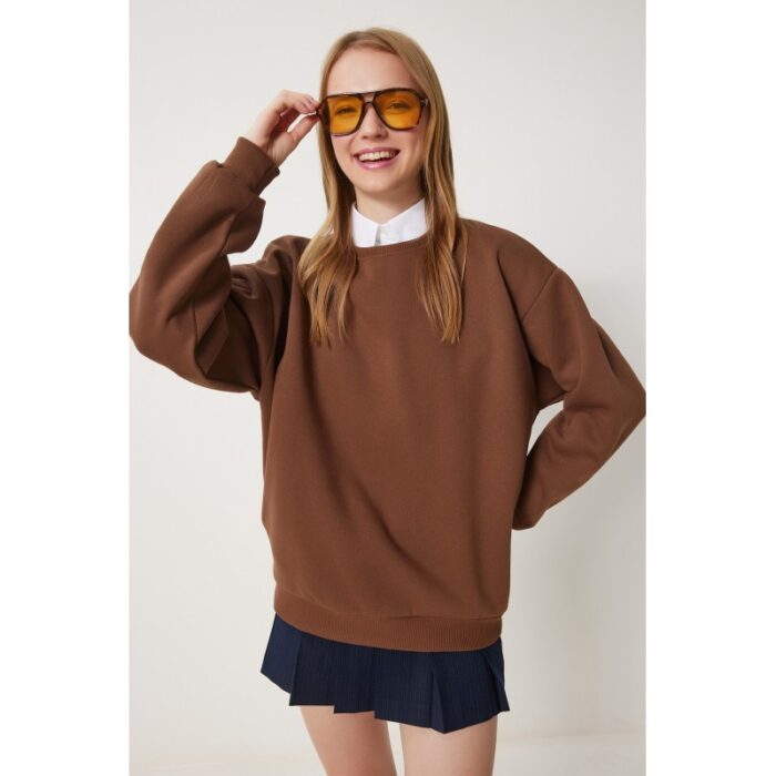 ⁦هودي سويت شيرت شتوي باللون البني Happiness İstanbul⁩ - الصورة ⁦4⁩