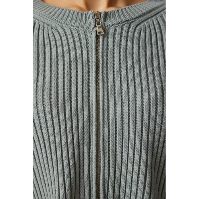 ⁦جاكيت صوف بسحاب لون سكني⁩ - الصورة ⁦2⁩