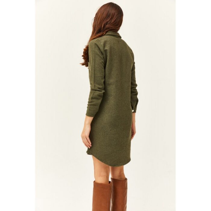 ⁦Olalook Women's Khaki Stash Shirt Dress فستان قميص⁩ - الصورة ⁦2⁩
