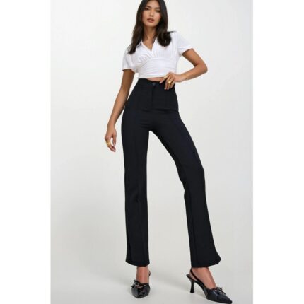 بنطال نسائي لايكرا باللون الأسود – Trend Alaçatı Stili