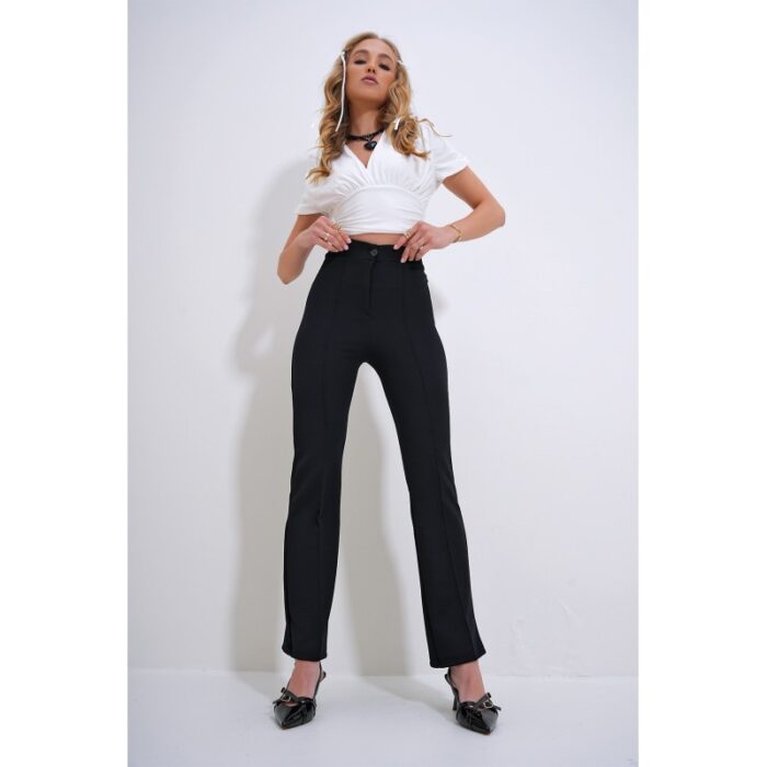 ⁦بنطال نسائي لايكرا باللون الأسود – Trend Alaçatı Stili⁩ - الصورة ⁦3⁩