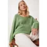 بلوزة صوف باللون الزيتي الغامق One Size