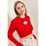 بلوزة شتوية قطعتين باللون الاحمر One Size