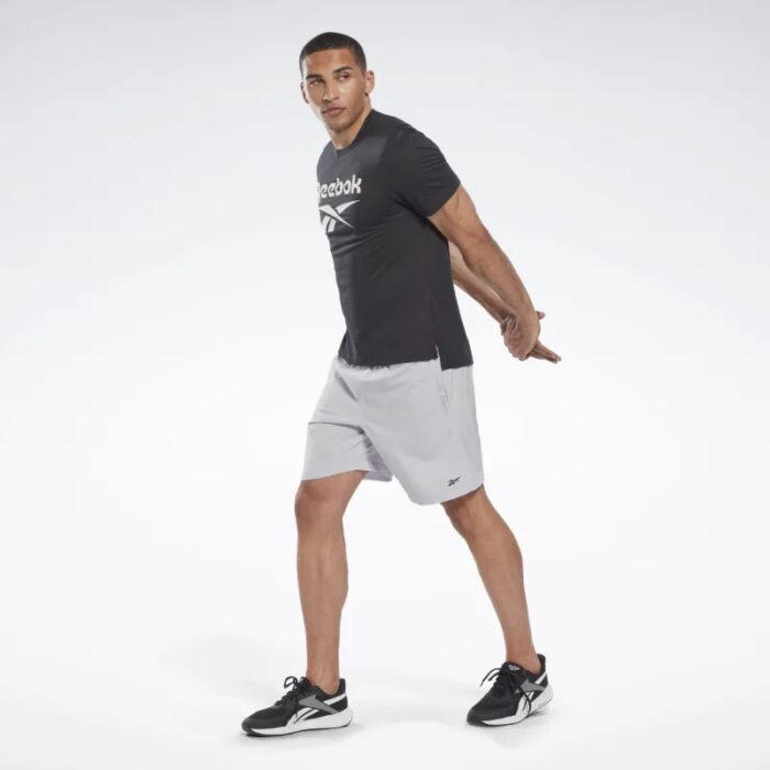 ⁦Reebok Mens' Workout Ready Shorts- Silver⁩ - الصورة ⁦2⁩