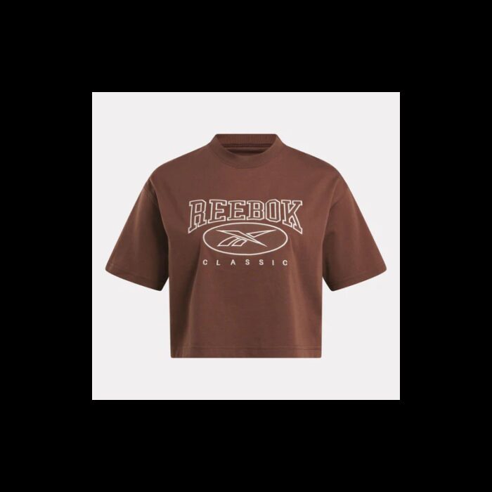⁦Reebok Women's Classics Archive Essentials Big Logo Crop- Brown⁩ - الصورة ⁦2⁩