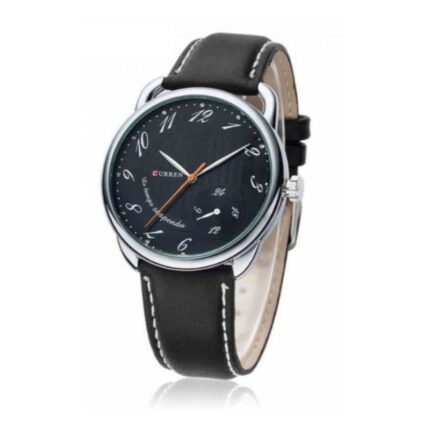 ساعه يد شبابيه جلد لون اسود مع ارضيه اسود