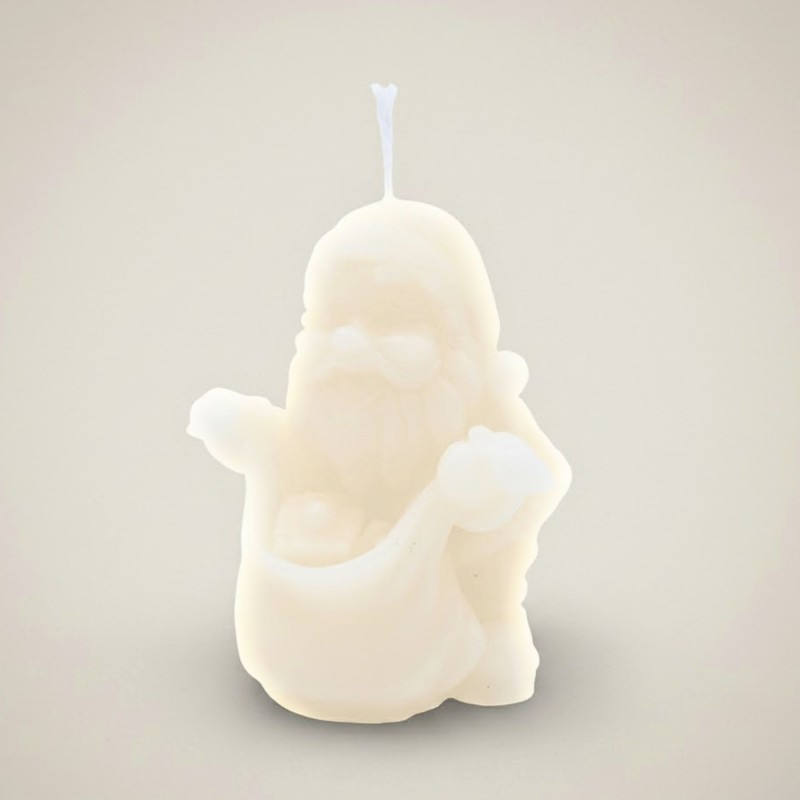 103396650_6970ebc158afd شمعة كريسماس معطرة على شكل بابا نويل لون أبيض وشبرة أحمر - الصورة 1