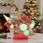 باقه شموع الكريسماس معطره حجم كبير مكون من 14 شمعه وشموع رقم 2026 وبوكس مع ورد مجفف