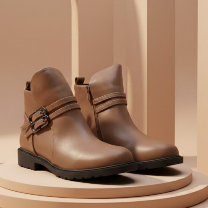 ⁦جزمة بسحاب تصميم ساق متوسط الطول للنساء لون أسود⁩ - الصورة ⁦6⁩