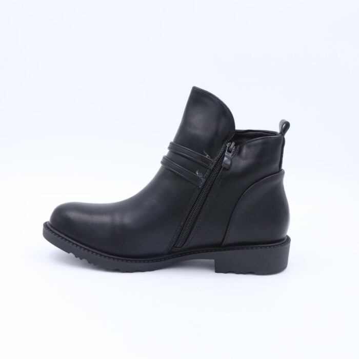 ⁦جزمة بسحاب تصميم ساق متوسط الطول للنساء لون أسود⁩ - الصورة ⁦4⁩