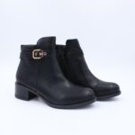 جزمة ساق متوسط الطول للنساء لون أسود