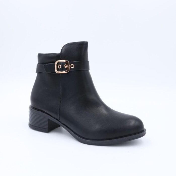 ⁦جزمة ساق متوسط الطول للنساء لون أسود⁩ - الصورة ⁦2⁩