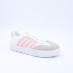 ⁦حذاء جلد رياضي كلاسيك للنساء لون أبيض وزهري⁩ - الصورة ⁦2⁩