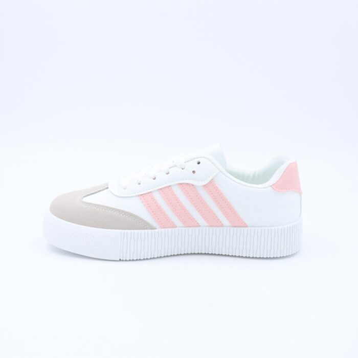 ⁦حذاء جلد رياضي كلاسيك للنساء لون أبيض وزهري⁩ - الصورة ⁦4⁩