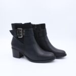 ⁦جزمة نسائية ساق متوسط الطول بكعب عريض لون أسود⁩ - الصورة ⁦3⁩