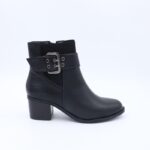 ⁦جزمة نسائية ساق متوسط الطول بكعب عريض لون أسود⁩ - الصورة ⁦5⁩