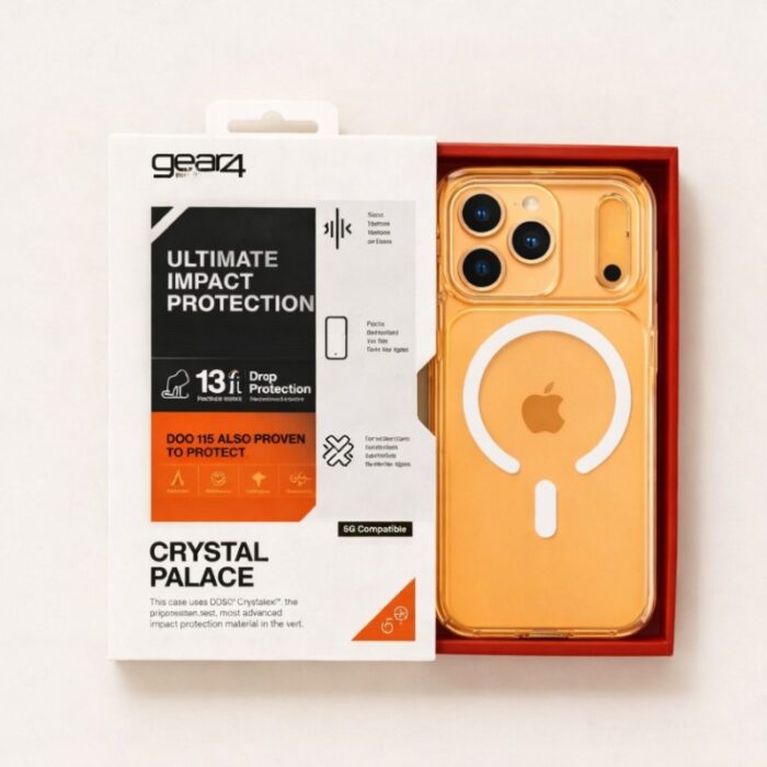 ⁦كفر شفاف مع حلقة ماج سيف متين ايفون 17 برو ماكس ماركة gear4 العالمية⁩ - الصورة ⁦2⁩