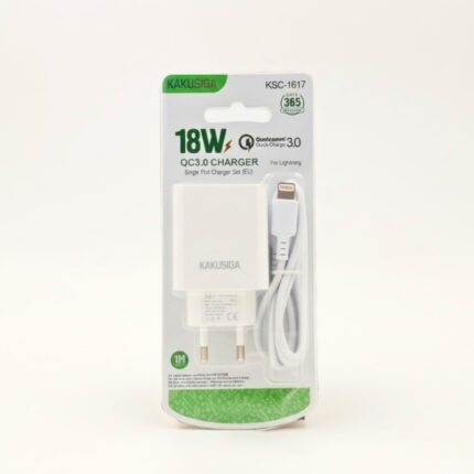 شاحن ايفون ( لايتنينغ ) سريع 18 واط عظمة + وصلة ماركة كاكوسيجا العالمية