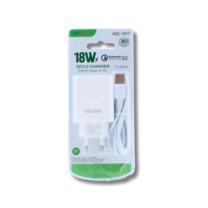 ⁦شاحن ايفون ( لايتنينغ ) سريع 18 واط عظمة + وصلة ماركة كاكوسيجا العالمية⁩ - الصورة ⁦2⁩