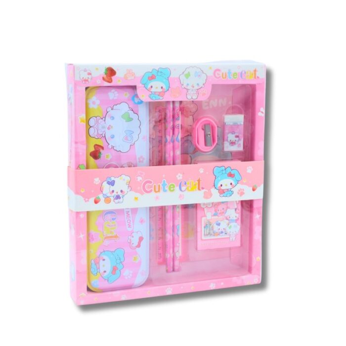 ⁦بكج قرطاسية للمدرسة من 7 قطع لون زهري⁩ - الصورة ⁦2⁩