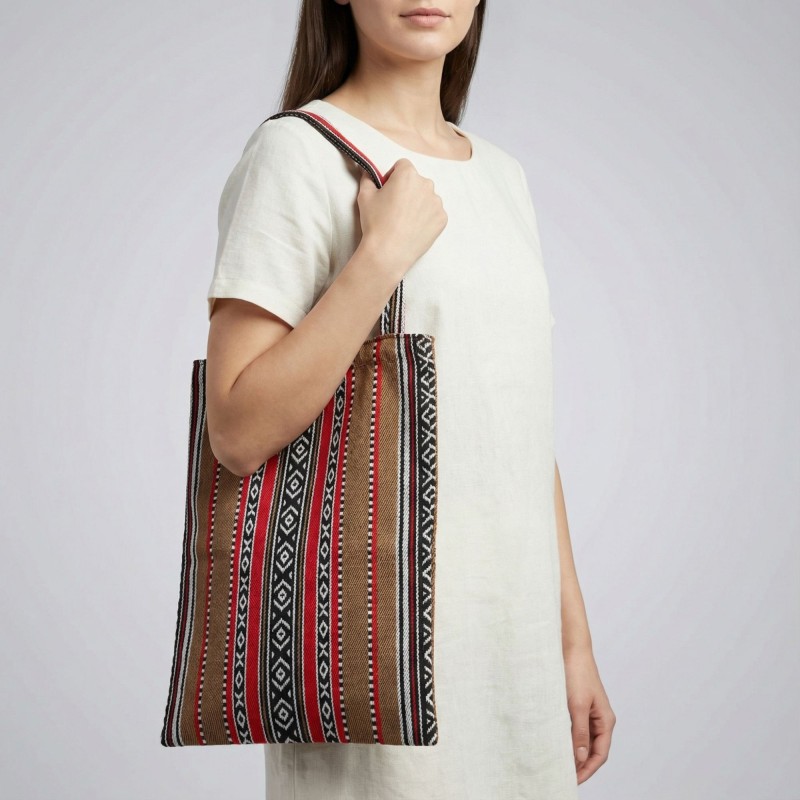 ⁦شنطة توت باغ عملية بسيطة بالقماش البدوي الوان منوعة بيج⁩ - الصورة ⁦1⁩